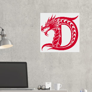 Impressions Dorure LETTRE STYLÉE D Dragon, Alphabet Dragon, Monogramm
