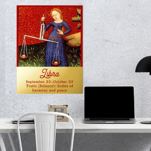 Impressions Dorure Libra Zodiac Signal Échelles Anniversaire