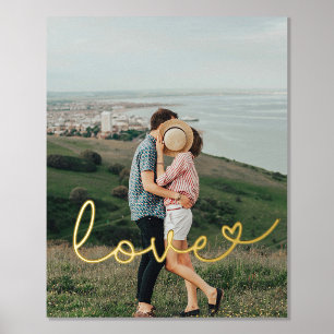 Impressions Dorure Love mignon script lunaire couple photo or