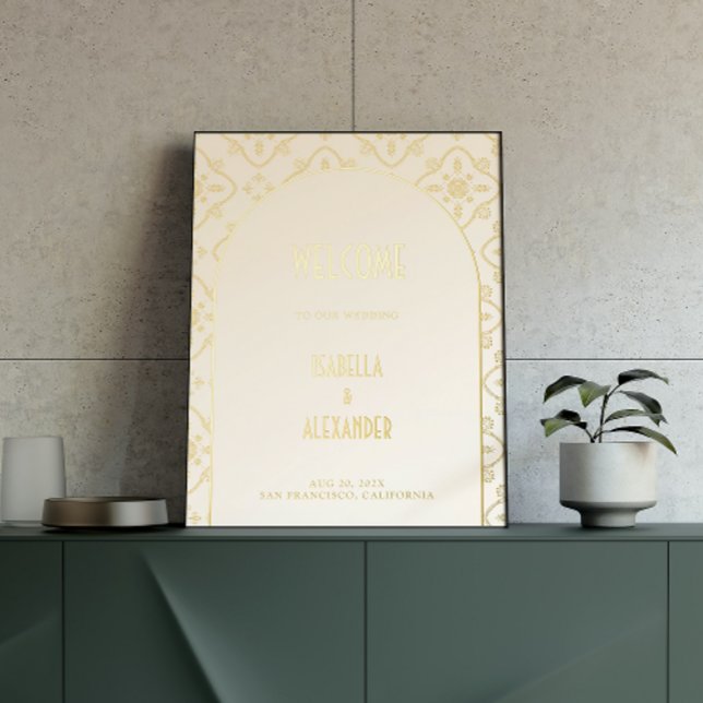 Impressions Dorure Luxe Gold Mariage Carrelage Méditerranéen Bienvenu (Créateur téléchargé)