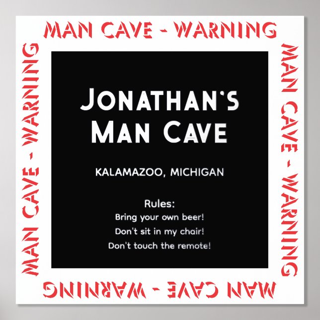 Impressions Dorure Man Cave Sign Warning w Rules Foil Text (Recto)