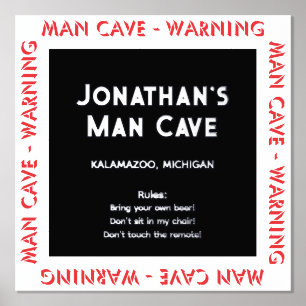 Impressions Dorure Man Cave Sign Warning w Rules Foil Text