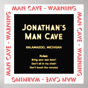 Impressions Dorure Man Cave Sign Warning w Rules Foil Text