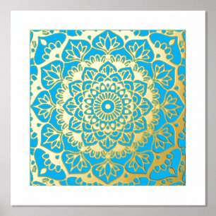 Impressions Dorure Mandala d'or en bleu
