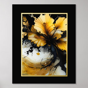 Impressions Dorure marbre de fleurs d'or noir