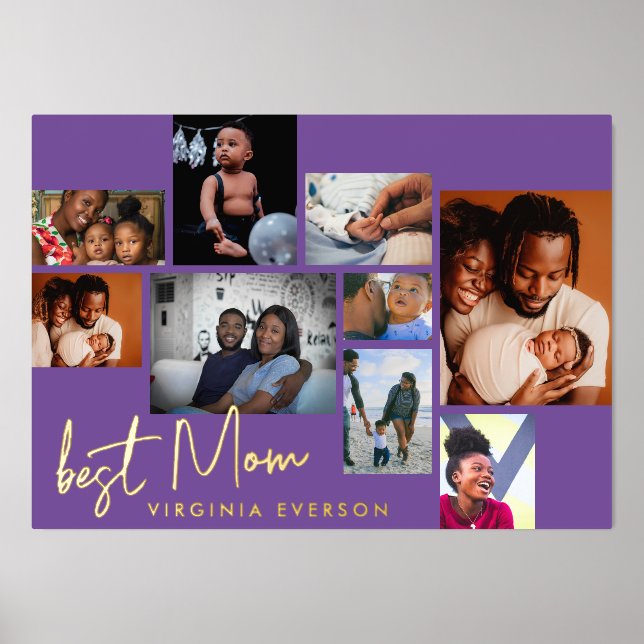 Impressions Dorure MEILLEURE MOM | Collage MÈRES JOUR Multi PHOTO OR (Recto)