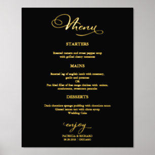 Impressions Dorure Menu mariage Signer Simple Élégant