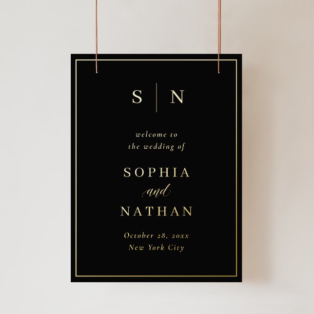 Impressions Dorure Minimal et chic | Mariage noir Bienvenue en or (Créateur téléchargé)