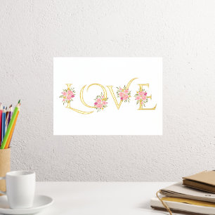 Impressions Dorure Moderne "Love" et bouquets rose rose blanc