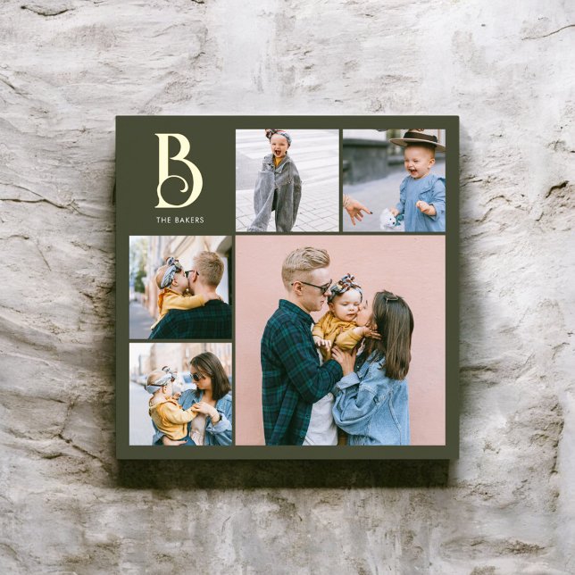 Impressions Dorure Monogram Chic Multi Photo Boho Vert (Créateur téléchargé)