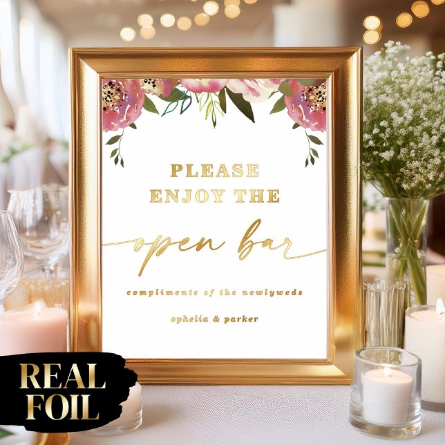 Impressions Dorure Ophelia Elegant Open Bar Real Foil Mariage Signal (Say "I DO" to Romantic Watercolor Florals and a Cottagecore Vibe with the Ophelia Wedding Suite.)