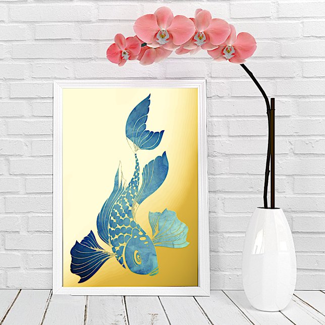 Impressions Dorure Papiers à huile de poisson bleu Koi Gold (Créateur téléchargé)