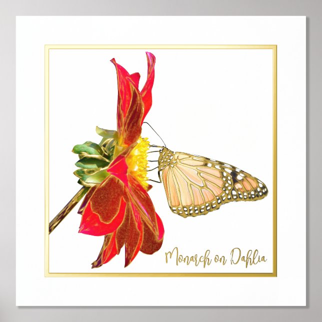Impressions Dorure Papillon Monarque Accent Foil sur Dahlia Imprimer (Recto)