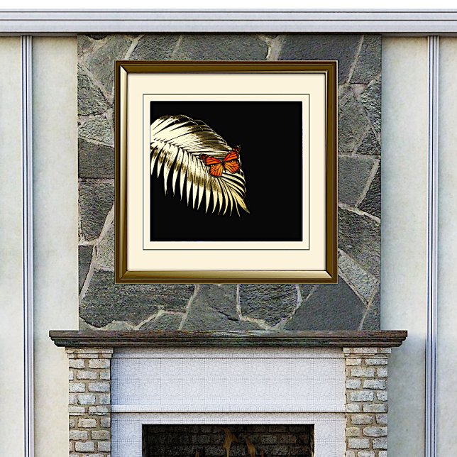 Impressions Dorure Papillon Monarque sur Golden Palm Frond Foil Print (Créateur téléchargé)