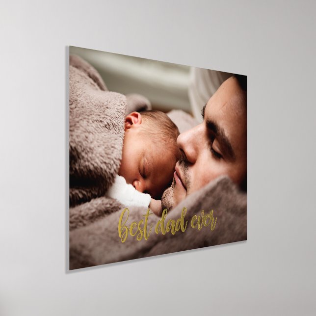 Impressions Dorure Photo personnalisée meilleur papa jamais Gold Scri (Poser)