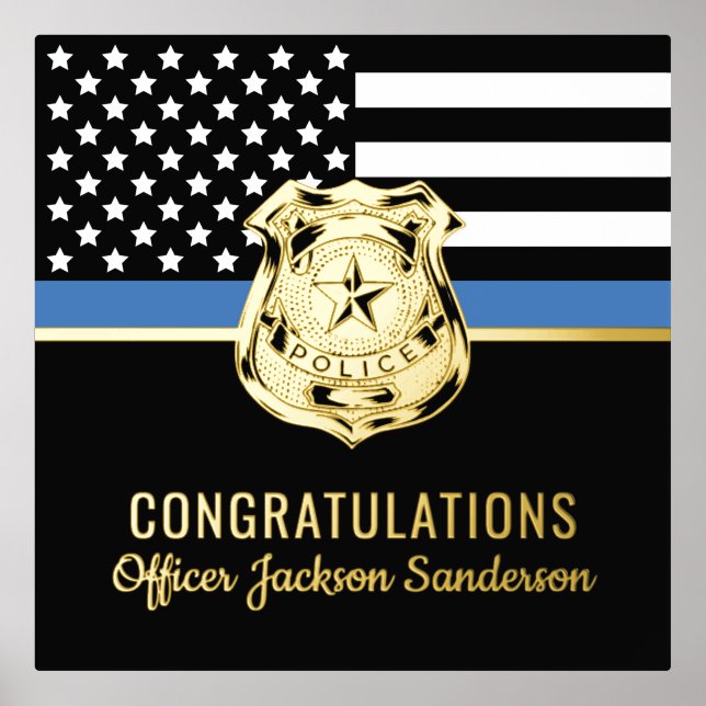 Impressions Dorure Police Ligne bleue Drapeau Félicitations Retraite (Recto)