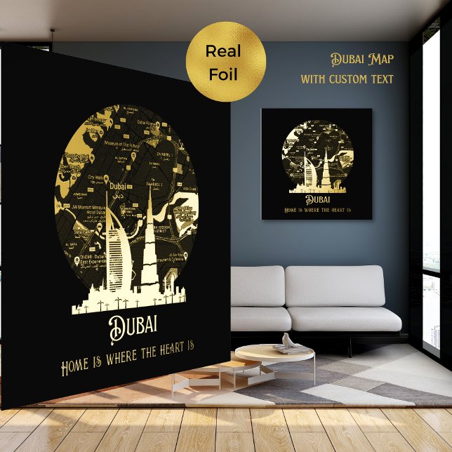 Impressions Dorure Real Foil DUBAI Street Map Custom Art Foil Prints (Créateur téléchargé)