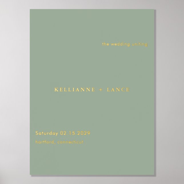 Impressions Dorure Sage Green Simple Modern Wedding Welcome Sign (Recto)