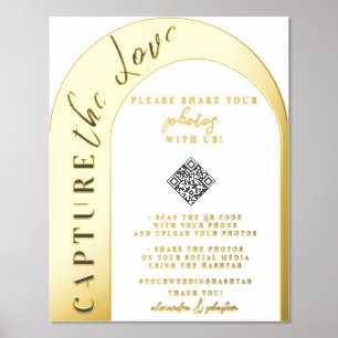 Impressions Dorure Script élégant Code QR Hashtag Mariage Gold Silver