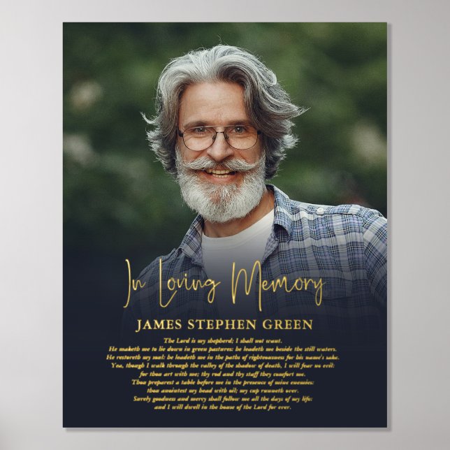 Impressions Dorure Simple En Mémoire Amoureuse Psalm Photo Mémorial (Recto)