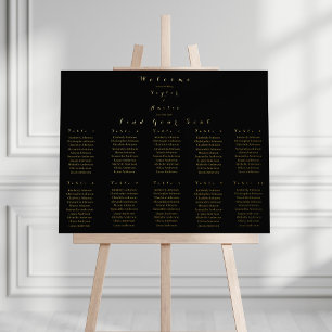 Impressions Dorure Tableau de siège mariage Élégant Black Real Gold F