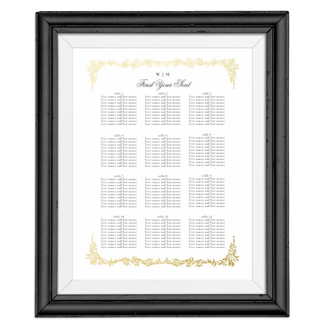 Impressions Dorure tableau mariage classique plan de siège or (Créateur téléchargé)