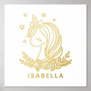 Impressions Dorure Unicorn mignon Whimsical Girl Nom personnalisé