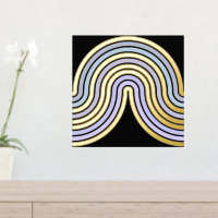 Violet Blue Abstrait Wave Lines Art Motif Gold