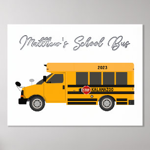 Impressions Dorure Yellow School Bus Pile Texte Mur Art Boys Salle