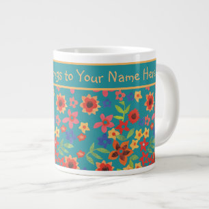 Impressions florales rétro chic sur Mug Jumbo pers