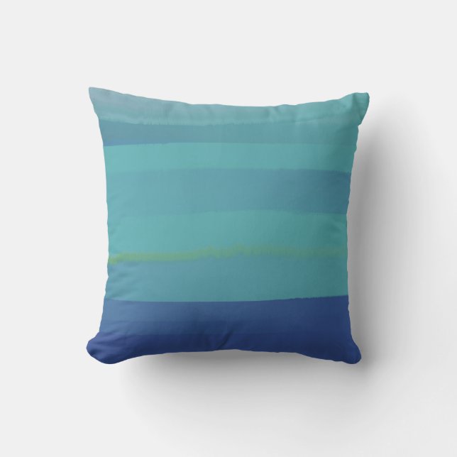 Impressions in Teal and Blue Throw Pillow (Front)