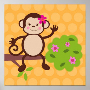 Impressions sur toile pour nurserie singe mignon p