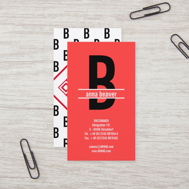 Impressive Bold Monogram QR Business Card (Front/Back In Situ)