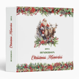 Impressive classic illustration Santa with rindeer Binder