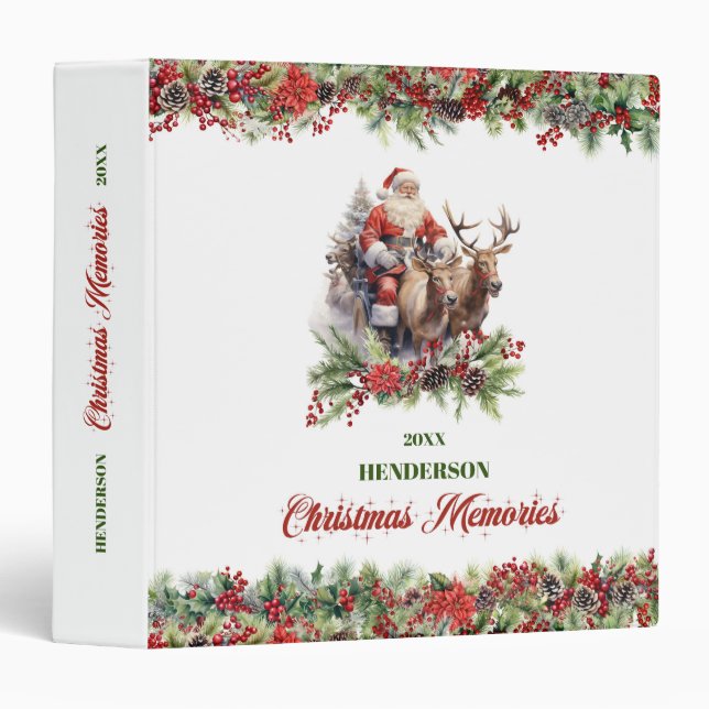 Impressive classic illustration Santa with rindeer Binder (Front/Spine)