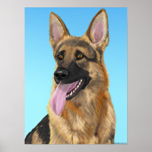 Impressive German Shepherd with his Tongue Out Poster