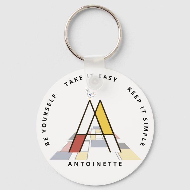 Impressive Neoplasticism Art Monogram. Letter A Ke Keychain (Front)