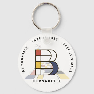 Impressive Neoplasticism Art Monogram. Letter B Keychain