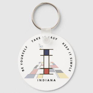 Impressive Neoplasticism Art Monogram. Letter I Keychain