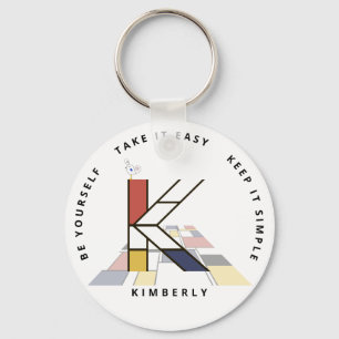 Impressive Neoplasticism Art Monogram. Letter K Keychain