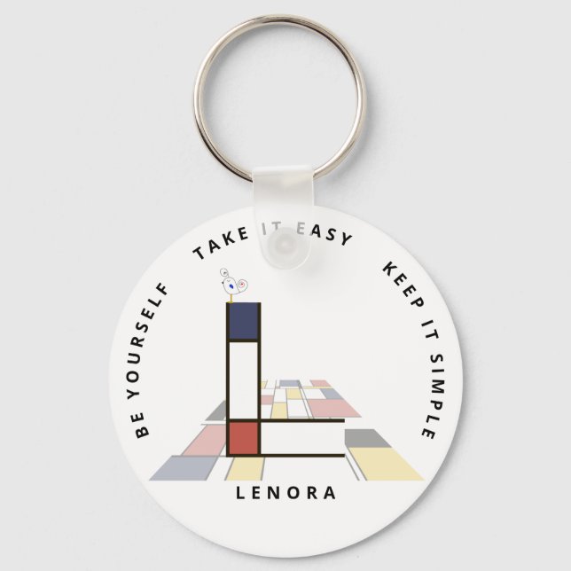 Impressive Neoplasticism Art Monogram. Letter L Keychain (Front)