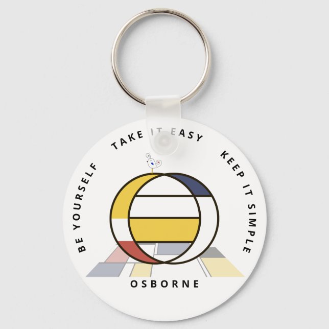 Impressive Neoplasticism Art Monogram. Letter O Keychain (Front)