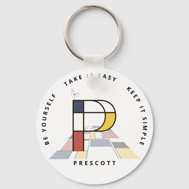 Impressive Neoplasticism Art Monogram. Letter P Keychain (Front)