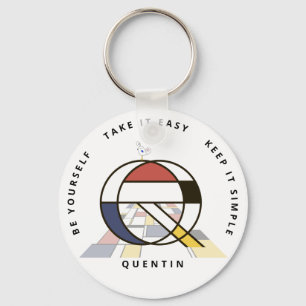 Impressive Neoplasticism Art Monogram. Letter Q Keychain