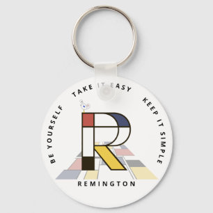 Impressive Neoplasticism Art Monogram. Letter R Keychain
