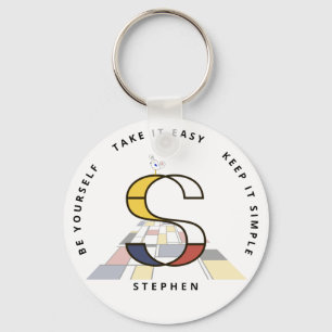 Impressive Neoplasticism Art Monogram. Letter S Keychain