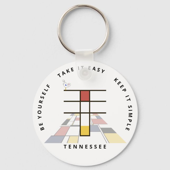 Impressive Neoplasticism Art Monogram. Letter T Keychain (Front)
