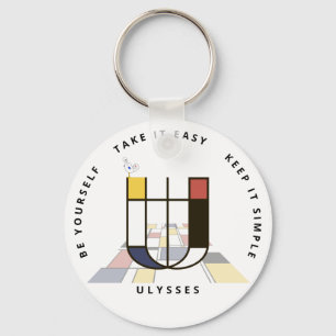 Impressive Neoplasticism Art Monogram. Letter U Keychain