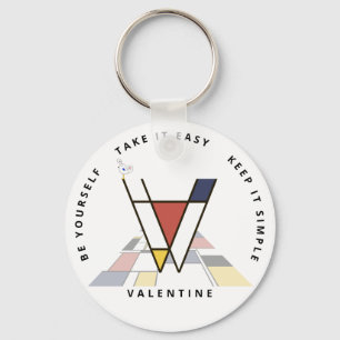 Impressive Neoplasticism Art Monogram. Letter V Keychain