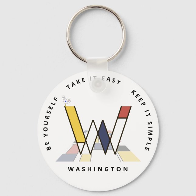 Impressive Neoplasticism Art Monogram. Letter W Keychain (Front)